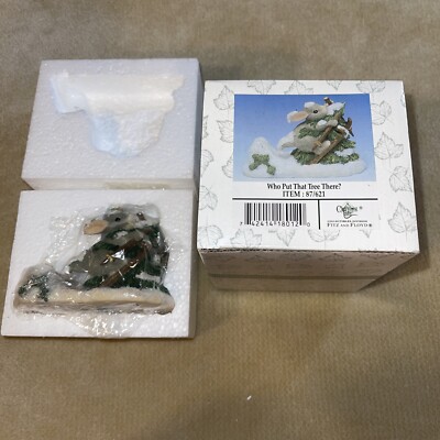 Fitz Floyd Charming Tails Who Put That Tree There Skiing Mouse MIB 87/621
