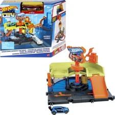 Hot Wheels City Toy Car Track Set, Downtown Express Car Wash Playset  1:64 CAR