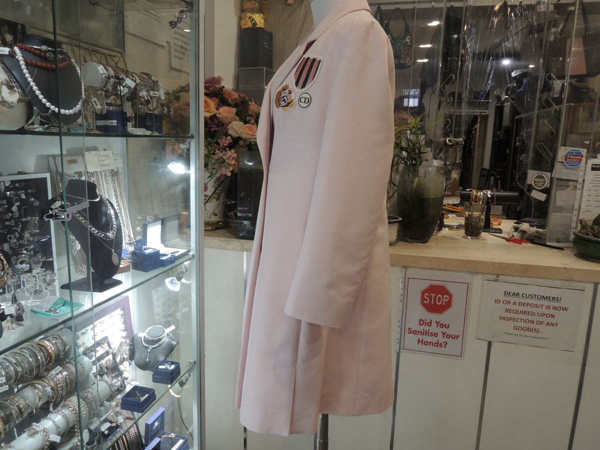 CHRISTIAN DIOR Pink collar embroidered double breasted Trenchcoat