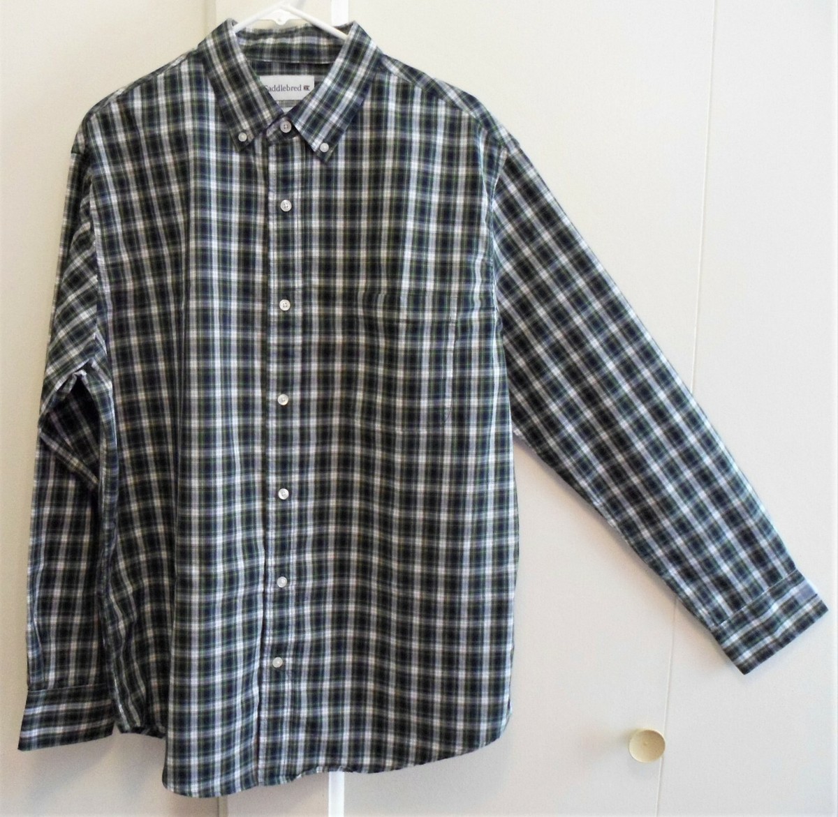 Saddlebred Sz. L Classic Fit 1990's Men's Button Down Shirt Plaid