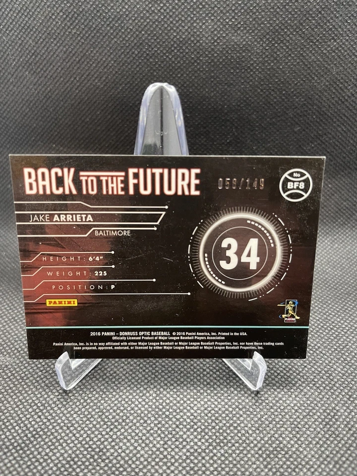 Jake Arrieta 2016 Donruss Optic Back To The Future BLUE Prizm Holo #'d 58/149 - Image 2 of 4