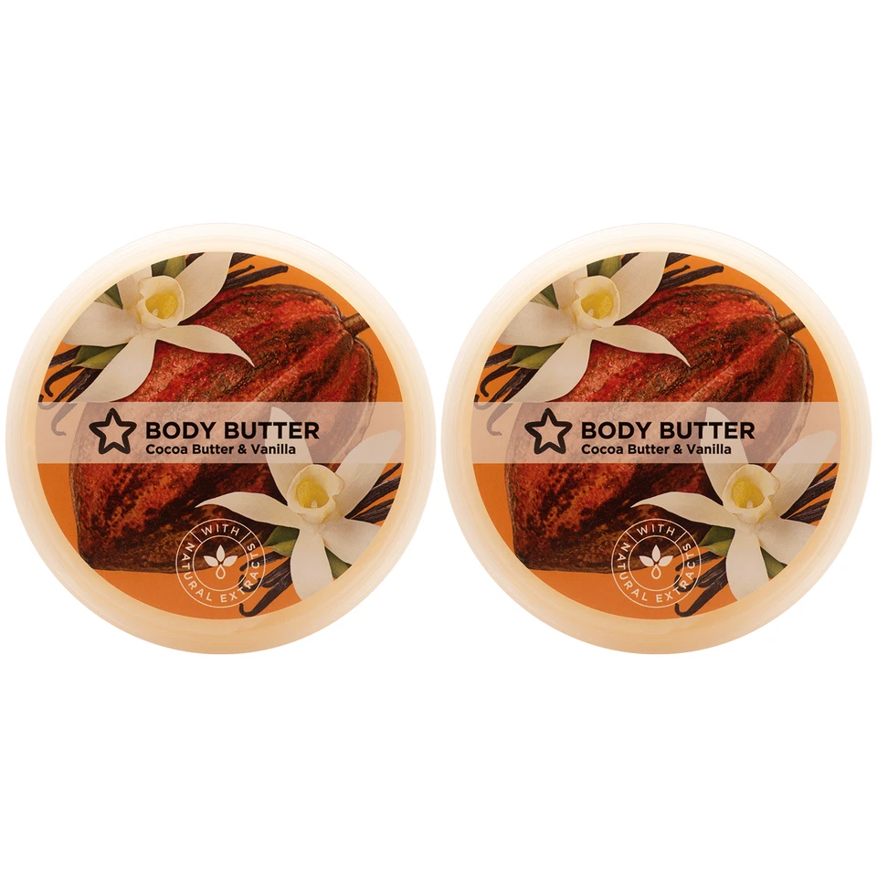 2x Cocoa & Vanilla Body Butter by Superdrug - Moisturising & Nourishing (200ml)
