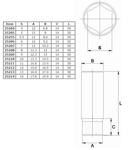 JTC 25213 1/4"" DR. 6PT Zócalo PROFUNDO 13 mm por JTC 25213 - Imagen 2 de 2