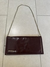 Vintage Brown Clutch handbag purse Chain Handle Removable