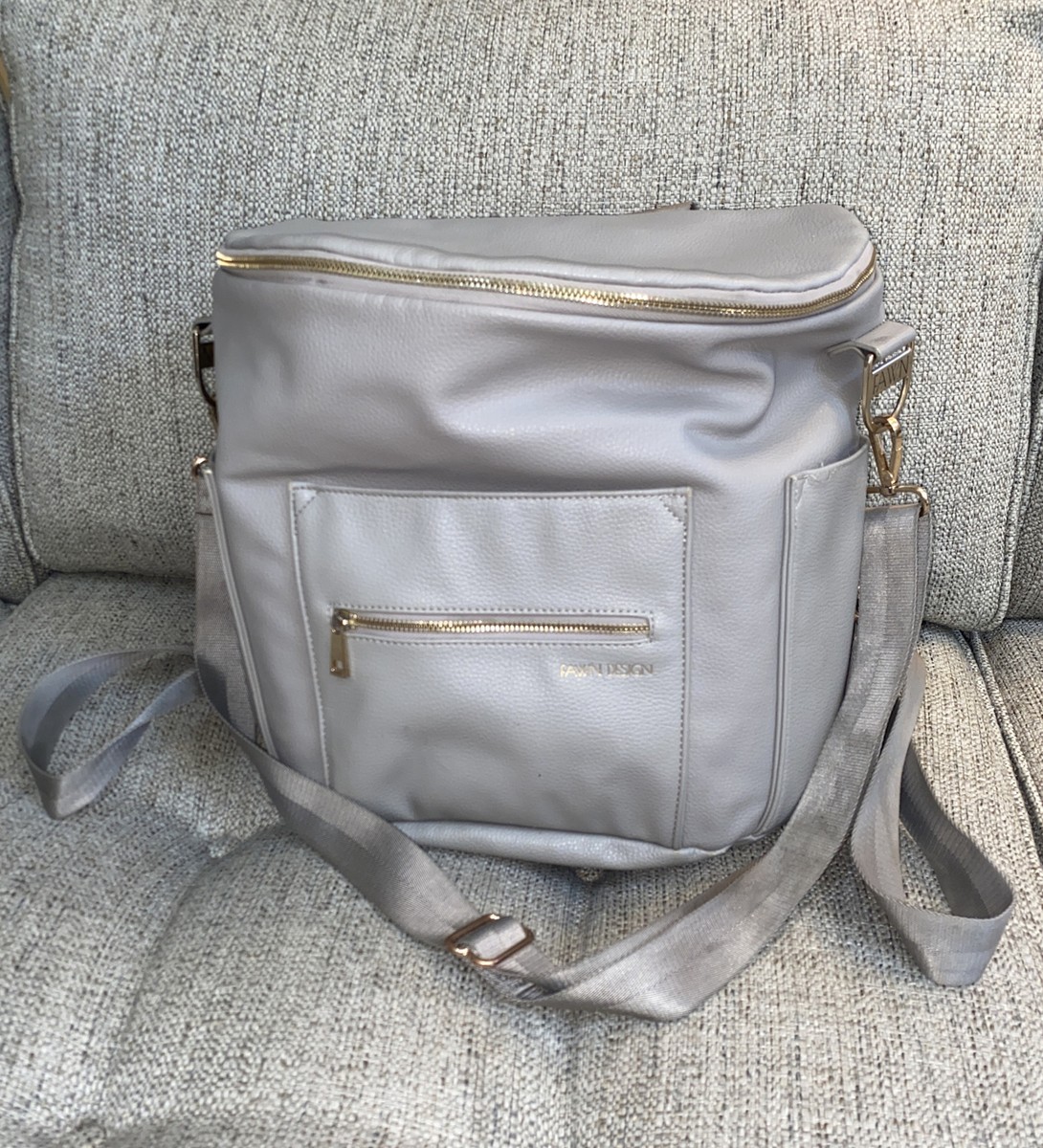 Fawn Design The Original Diaper Bag Gray Vegan Leather Convertible Backpack  Tote
