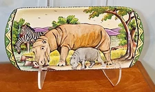 INTU-ART Signed Ceramic Sandwich Serving Tray Dish Artist hand painted 11x 5"