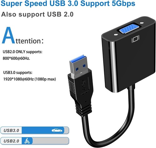 USB 3.0 A Male to VGA DISC 15 pin Female Video Display External Cable Adapter - 第 4/10 張圖片