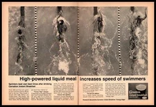 1968 Carnation Instant Breakfast Meal Free Style Swimmers Olympic Pool Print Ad