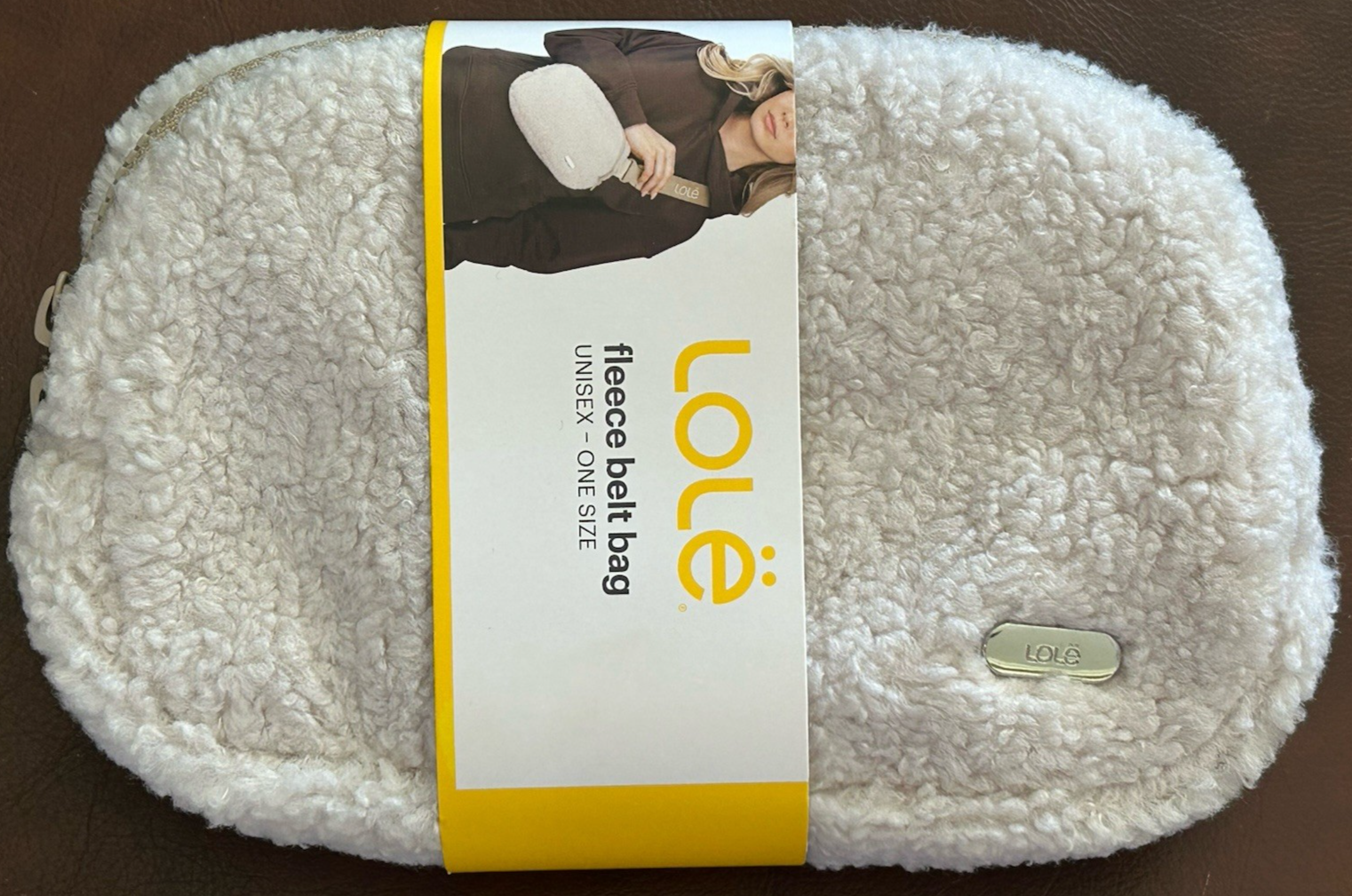 Lole Unisex Adjustable Beige Fleece Belt Bag or Crossbody One Size