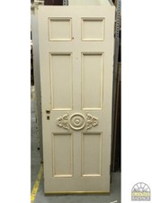 Ornate 6 Panel Door w Gilded Appliques NJ Georgian Estate Salvage, 31.25 x 89.5