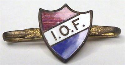 NICE OLD ANTIQUE INDEPENDENT ORDER OF FORESTERS IOF GUILLOCHE OPAQUE ENAMEL PIN