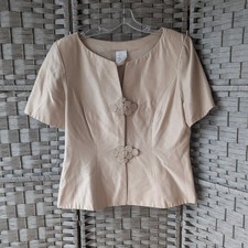 Vtg Watters  Watters Blazer Jacket Champagne Short Sleeve Sz 16 Bridal Neutral