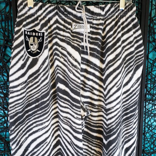 Vintage ZUBAZ RAIDERS HOSE HERREN L SCHWARZ WEISS GESTREIFT ELASTISCH PULL ON 90s NFL RETRO - Bild 2 von 20