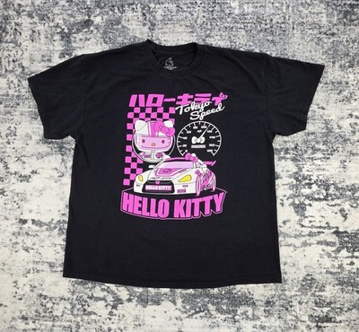Hello Kitty Tokyo Speed Graphic T-Shirt Size XL Black Pink Sanrio Racing Tee