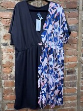 Swimsuits for All Womens Beach Cover-Up 22/24 Black Blue Floral Dress Stretch