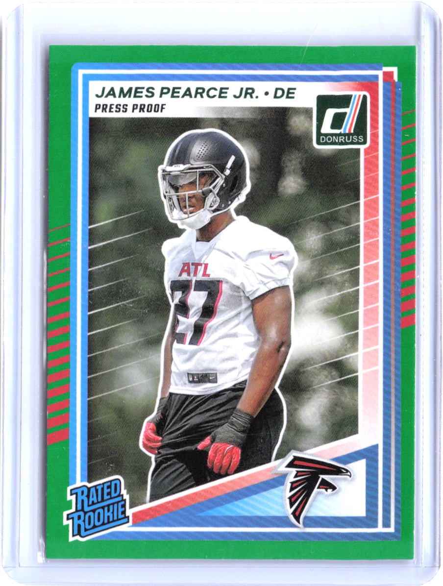 James Pearce Jr. 2025 Donruss #363 Green Press Proof Falcons RC