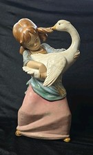 Figurina vintage Lladro in pensione "DUCK PULLING PIGTAIL" RAGAZZA #2095 Gres 1978 - senza scatola 