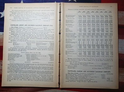 ~1895 Antique Railroad Report CLEVELAND AKRON & COLUMBUS RAILWAY Hudson Ohio