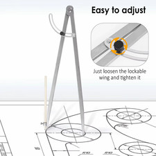 Carbon Steel Drawing Compass 12/16 Inch Professional Woodworking Tool