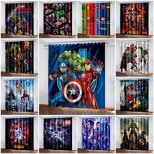 Kids Boys Marvel The Avengers Thick Blackout Curtains Thermal Ring Top Eyelet