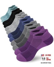 6 Pairs Womens Ankle Socks Athletic Cushioned Running Low F-dark Color-medium