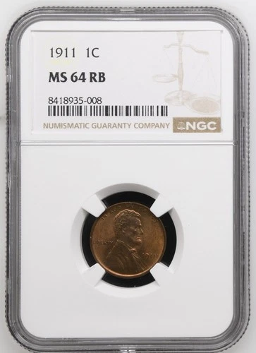 Lincoln Cent 1911 NGC MS 64 RB
