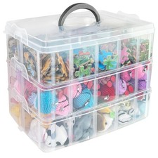 3-Tier Stackable Bead Organizer with Adjustable Dividers and Handle
