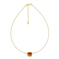 Cavill Halskette Damen 3,15Ct Cognac Bernstein Silber Vergoldet Rund