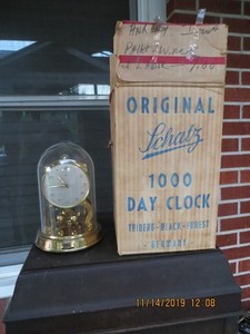 Vintage Schatz 1000 Day Anniversary Brass Clock With Original Box