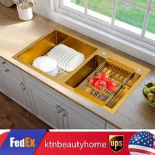 Gold Undermount Kitchen Sink, 80 45 cm Stainless Steel Kitchen Sink Double Bowls