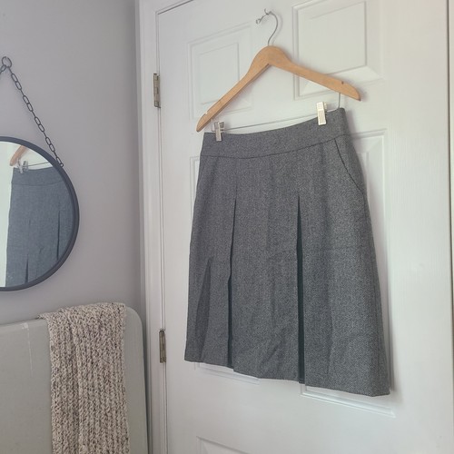 Brooks Brothers, Brooks Brothers Italy Pleated Wool Skirt Sz 6 Grey Preppy Academia Career School
