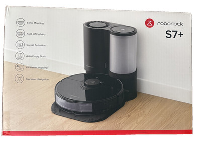 ROBOROCK S7+ Plus-BLK Self-Emptying Robo Vac w/ Sonic Mopping, + bags, pads