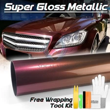 Premium Super Gloss Metallic Burgundy Vinyl Car Wrap Sticker Decal Sheet Film