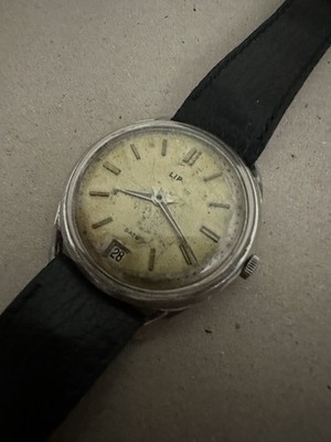 Vintage Calendar Armbanduhr LIP DATA 1950 Uhr montre France ''twisted lugs''