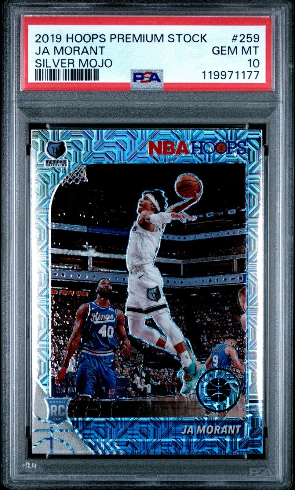2019 PANINI HOOPS PREMIUM STOCK #259 JA MORANT SILVER MOJO RC PSA 10 ROOKIE