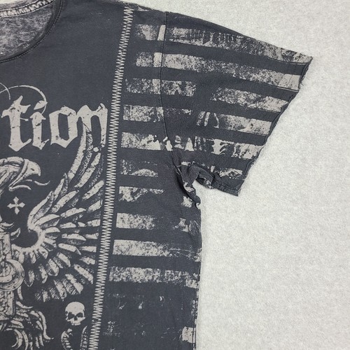 Affliction Y2K Skull Half Graphic Wrap Around AOP T-Shirt Size Small Grunge MMA - Picture 3 of 10