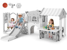 10 IN 1 Toddler Slide Swing Playhouse Playset Climber Playground Outdoor Indoor