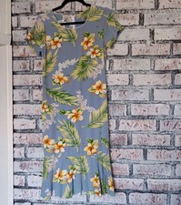 VTG Two Palms Womens Hawaiian Sun Dress Ruffled Hemline Sz S Coastal Tropical