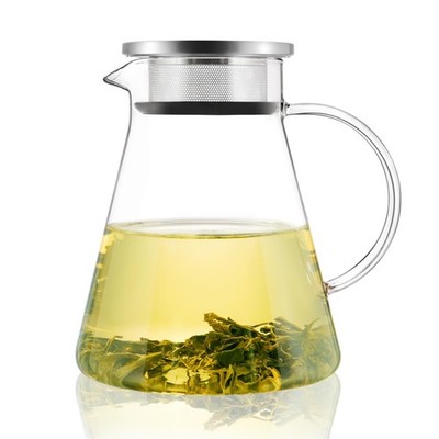 CNGLASS 40oz/1200ml Glass Teapot Stovetop Safe,One-Touch Clear Tea Kettle,Blo...