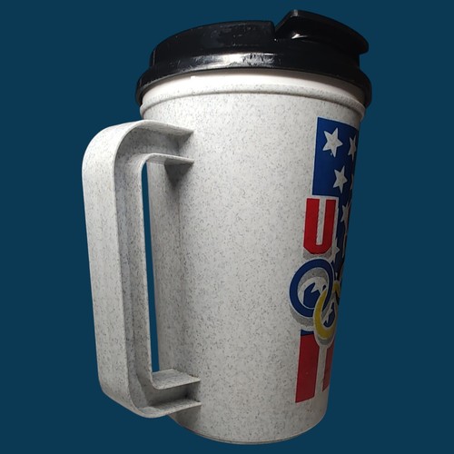 Vintage Super Thermoskanne 1996 Olympia USA Atlanta Tasse Becher SCHWARZER DECKEL EUC - Bild 6 von 12