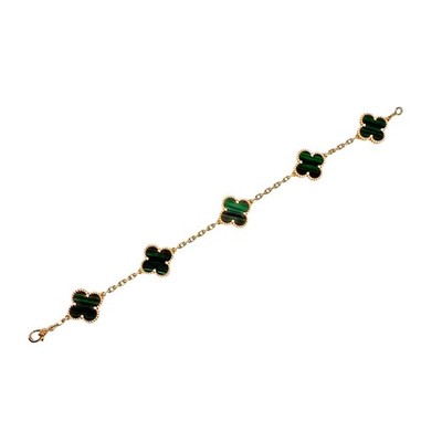 Van Cleef & Arpels 18K Gold Green Malachite Vintage Alhambra 5