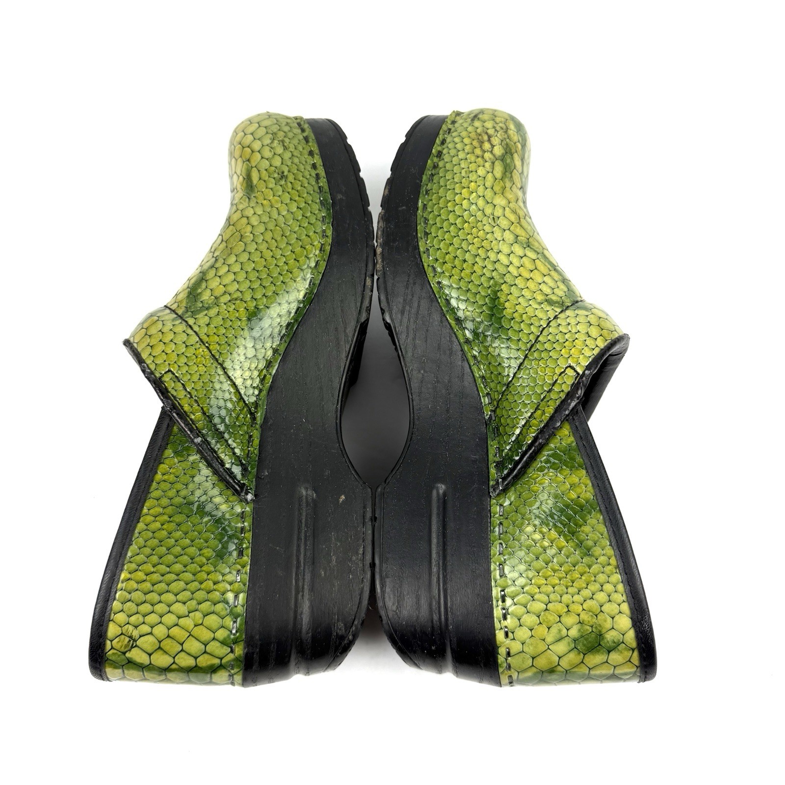 Dansko Clogs 38 Python Green Yellow Leather Women… - image 8