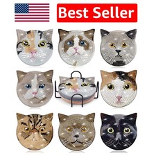 Elegant DIY Diamond Art Coasters Kit - Cat Style for Adults and Beginners