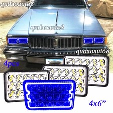 4pcs 4x6 Led Headlights Blue Halo Drl Fit Pontiac Parisienne Brougham 1975-1985
