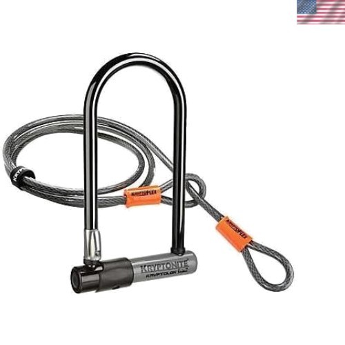 Kryptonite KryptoLok Series 2 Heavy-Duty U Lock with 4ft Flex Cable - Secure ...