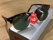 Ray-Ban RB3016 Tortoise on Gold,Green Lenses,Unisex,Clubmaster Sunglasses.