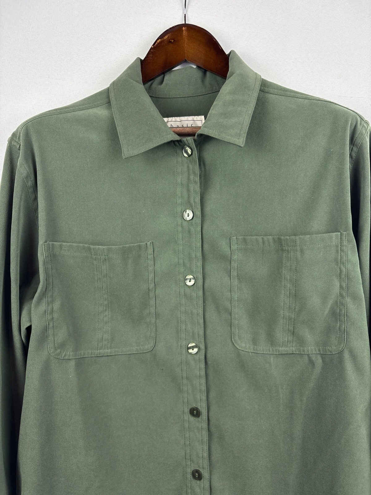 Men’s Basic Editions Large Forest Green Button Up… - image 2
