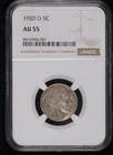 1920 D Nickel Indian Head or Buffalo NGC AU-55