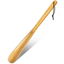  Wooden Shoe Horn, Wood Shoehorn Long Handle 15.6 Inch, Boot Long Shoe Yellow