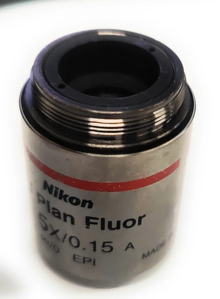 Lente objetivo Nikon Microscopio TU Plan Fluor 5x/0,15 OFN25 MUE12050 FL 200 mm Foto 3 de 4